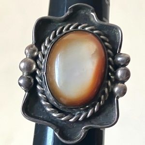 vintage handcrafted unusual brown moonstone ring